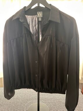 Worthington Black Button-Front Blouse